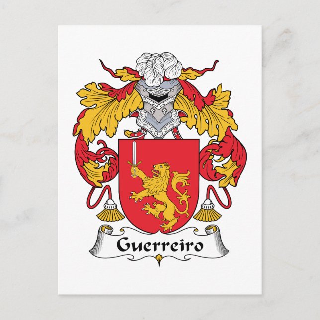 Guerreiro Family Crest Vykort (Framsida)