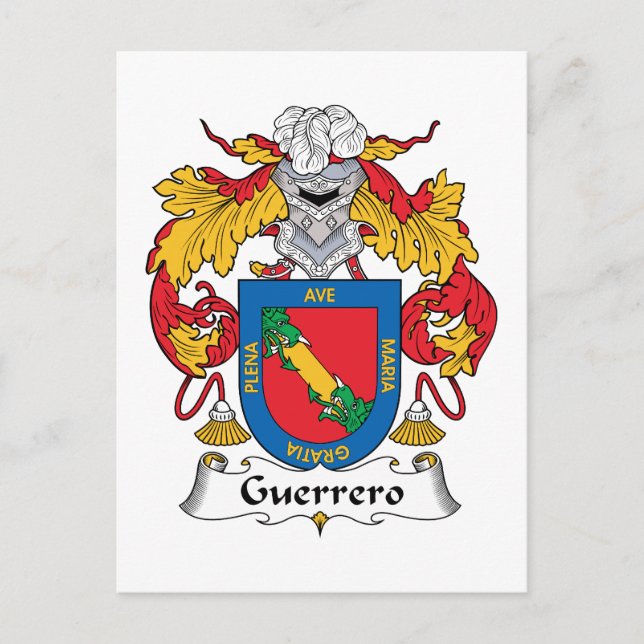 Guerrero Family Crest Vykort (Framsida)