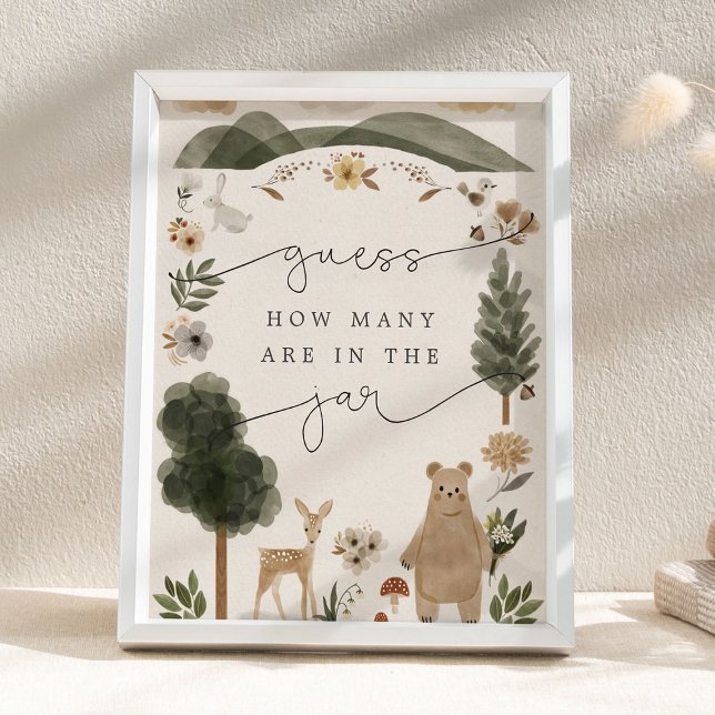 Guess How Many Are in the Jar Boho Woodland Sign Poster (Skapare uppladdad)