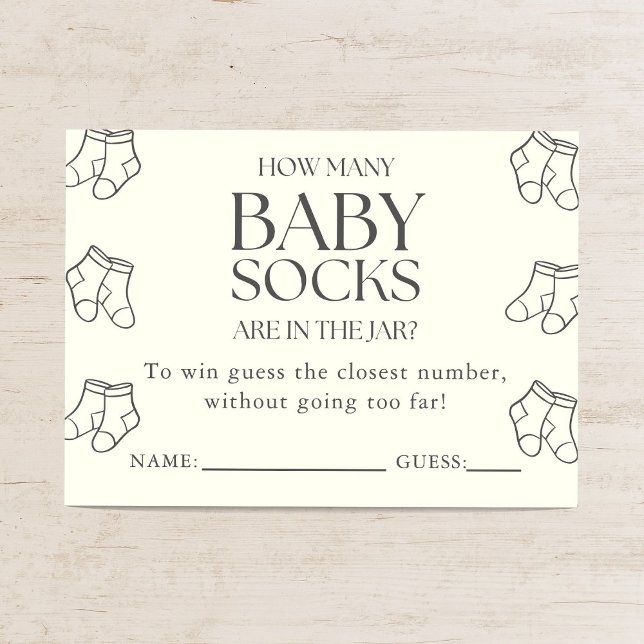 Guess How Many Baby Socks Minimal Baby Shower Game Tilläggskort (Skapare uppladdad)