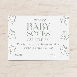Guess How Many Baby Socks Sage Baby Shower Game Tilläggskort