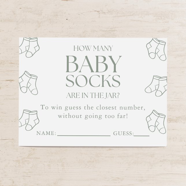 Guess How Many Baby Socks Sage Baby Shower Game Tilläggskort (Skapare uppladdad)