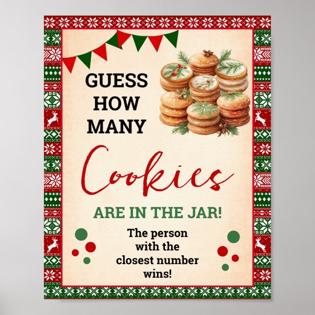 Guess How Many Cookies Game Ugly Sweater Sign Poster (Framsidan)