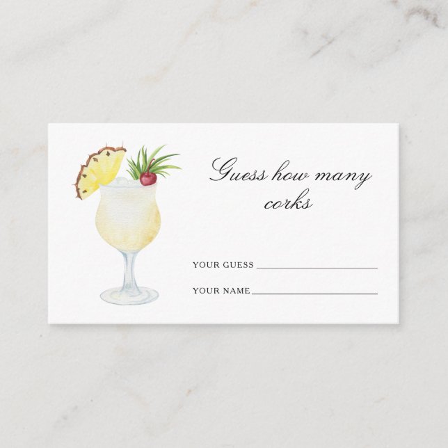 Guess how many corks Cocktail bridal shower Tilläggskort (Framsida)