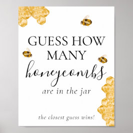 Guess How Many Honeycomb Bee Bridal Shower Game  Poster