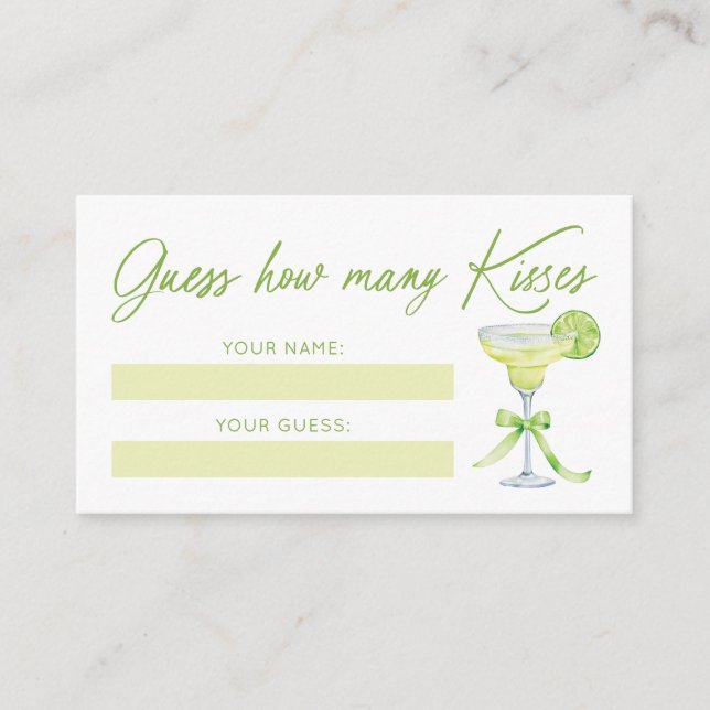 Guess How Many Kisses Bridal Shower Game Card Tilläggskort (Framsida)