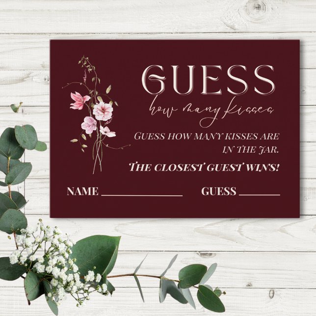 Guess How Many Kisses Bridal Shower Game Card Tilläggskort (Skapare uppladdad)