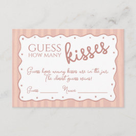 Guess How Many Kisses Game Blush Pink Striped Card Tack Kort