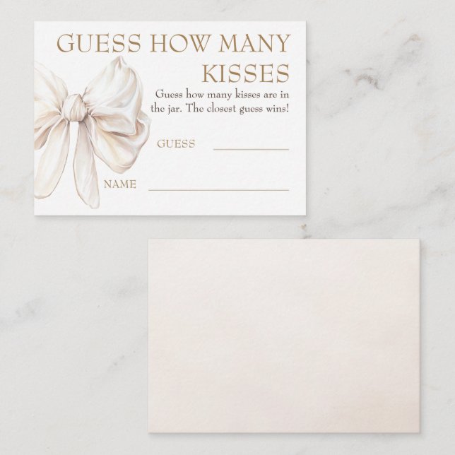 Guess How Many Kisses Game Cards - Chic Bow  Tilläggskort (Fram/baksida)