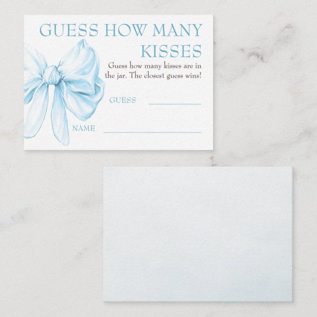 Guess How Many Kisses Game Cards - Chic Bow  Tilläggskort (Fram/baksida)