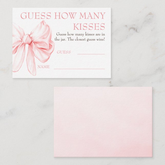 Guess How Many Kisses Game Cards - Chic Bow  Tilläggskort (Fram/baksida)