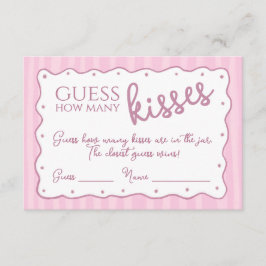 Guess How Many Kisses Game Pink Striped Card Tack Kort