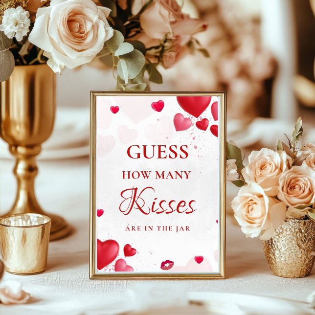 Guess how many Kisses valentine Bridal Shower Sign Poster (Skapare uppladdad)