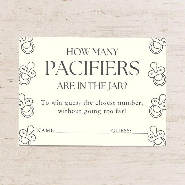 Guess How Many Pacifiers Baby Shower Game Tilläggskort (Skapare uppladdad)
