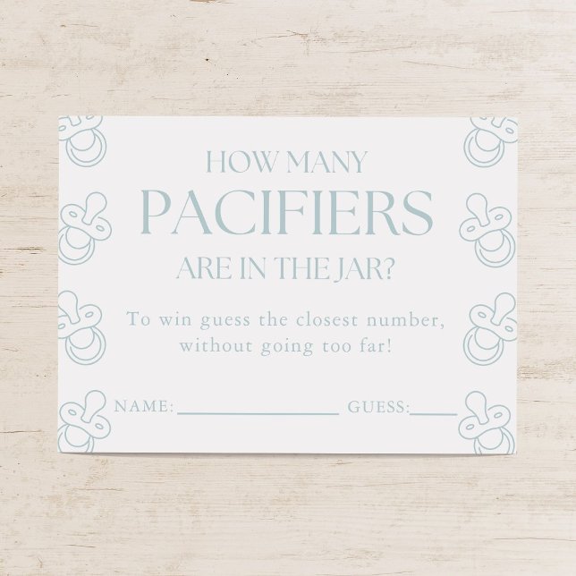 Guess How Many Pacifiers Boy Baby Shower Game Tilläggskort (Skapare uppladdad)