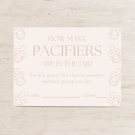 Guess How Many Pacifiers Girl Baby Shower Game Tilläggskort
