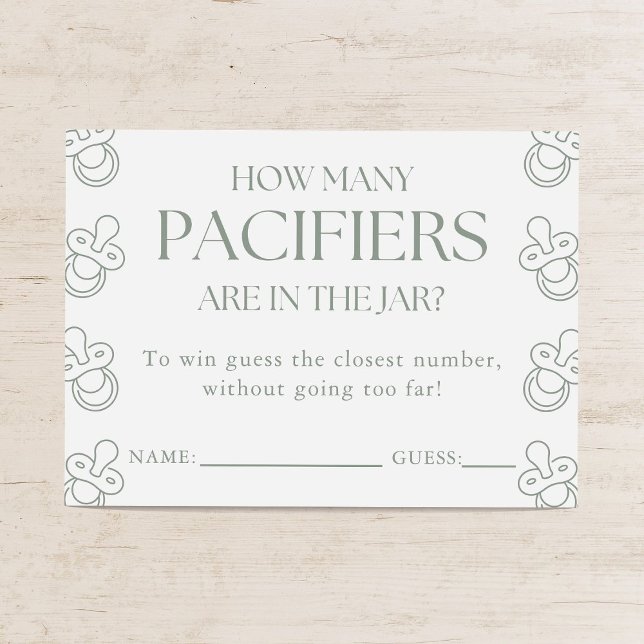 Guess How Many Pacifiers Sage Baby Shower Game Tilläggskort (Skapare uppladdad)