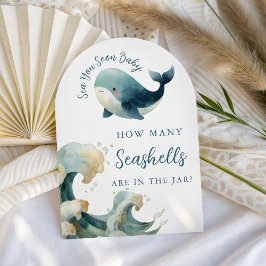 Guess How Many Sea You Soon Baby Shower Game Card Inbjudningar