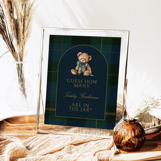 Guess How Many Teddy Bears Baby Shower Game Sign Poster (Skapare uppladdad)
