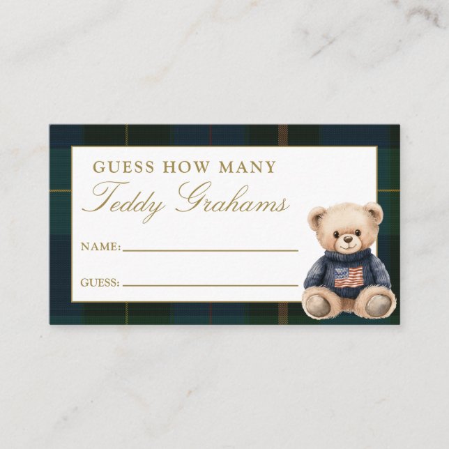 Guess How Many Teddy Grahams Baby Shower Game Tilläggskort (Framsida)