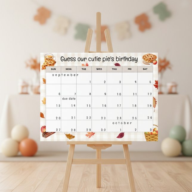 "guess our cutie pie's birthday" baby shower game poster (Skapare uppladdad)