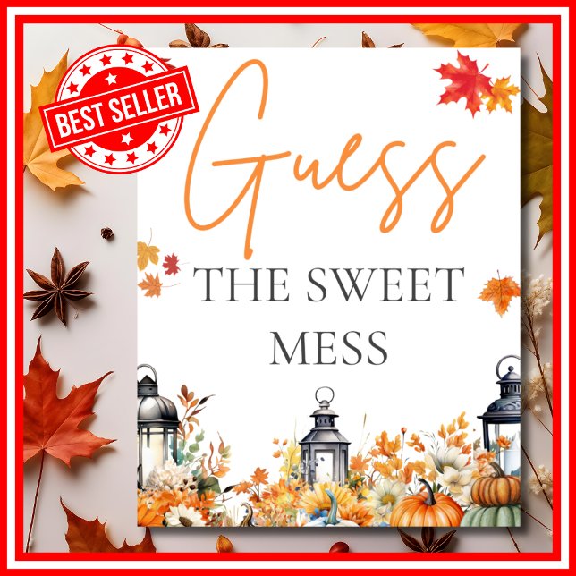 GUESS SWEET  Little Pumpkin Baby Shower GAME Poster (GUESS THE SWEET MESS A Little Pumpkin is on the Way Fall Autumn Baby Shower Game)