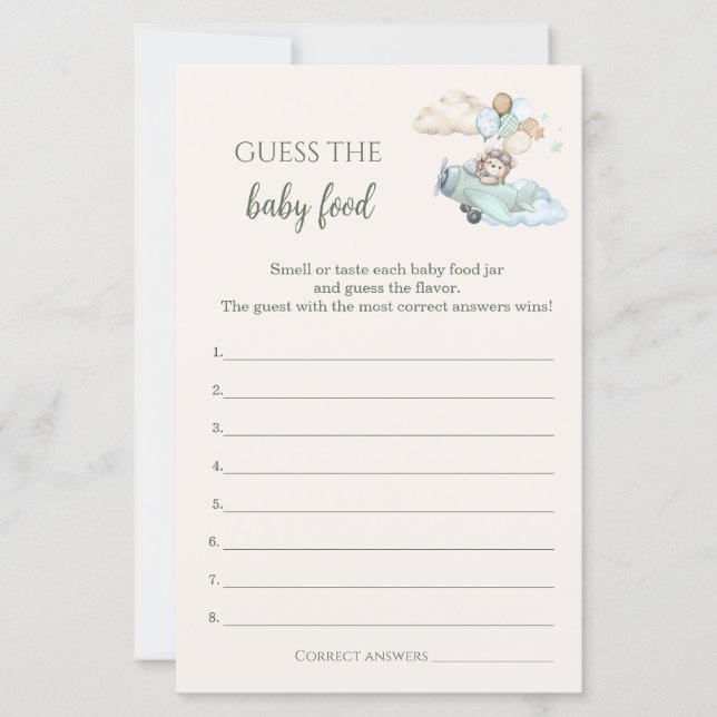 Guess The Baby Food Game Bearly Wait Airplane Boy (Framsida)