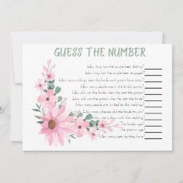 Guess The Number Bridal Shower Game Pink Flowers Anteckningskort