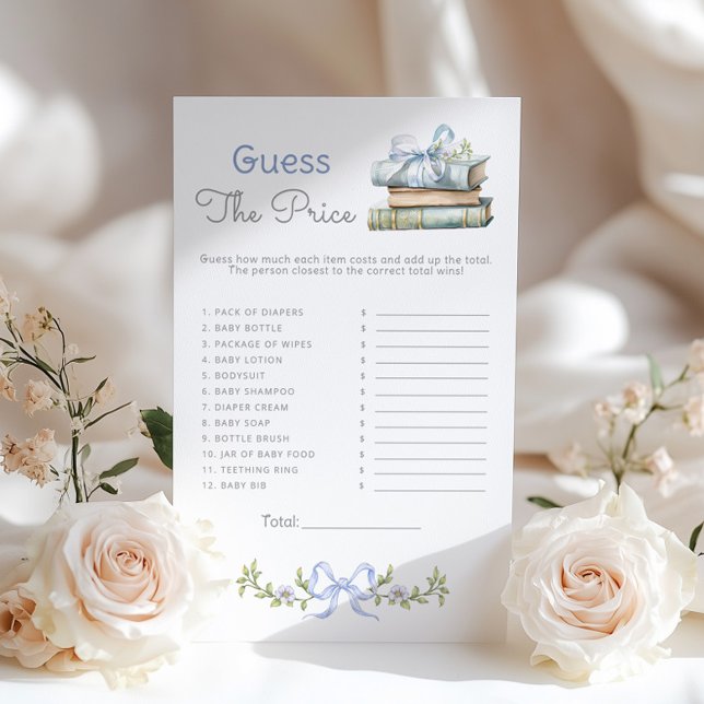 Guess the price Blue Bow Books baby shower game (Skapare uppladdad)