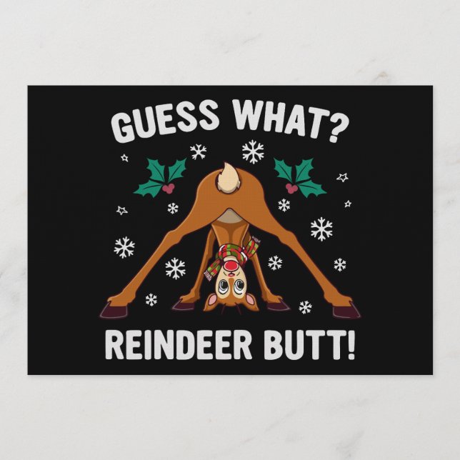 Guess What Reindeer Butt Christmas Joke Inbjudningar (Framsida)