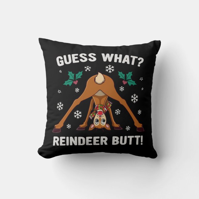 Guess What Reindeer Butt Christmas Joke Kudde (Framsida)