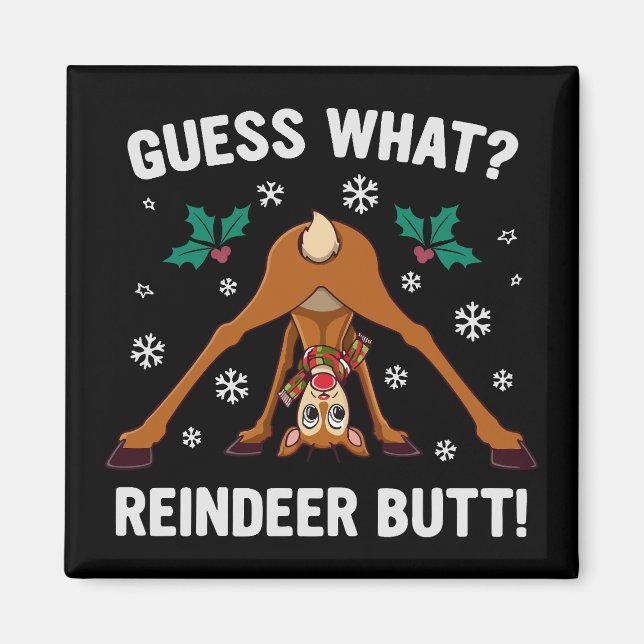 Guess What Reindeer Butt Christmas Joke Magnet (Framsidan)