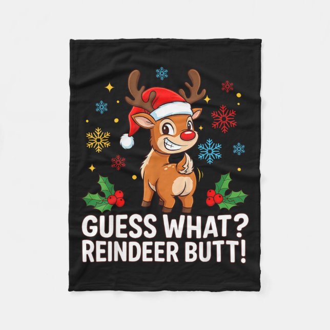 Guess What Reindeer Butt Funny Christmas Men Reind Fleecefilt (Framsidan)