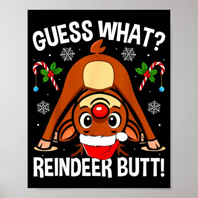 Guess What Reindeer Butt Xmas Santa Funny Christma Poster (Framsidan)