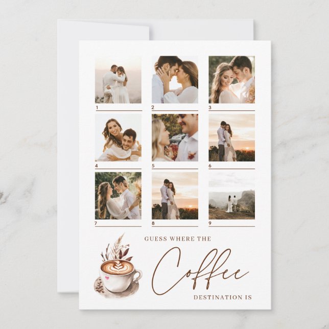 Guess where the Coffee Destination Bridal Shower Anteckningskort (Framsida)