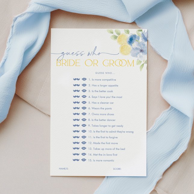 Guess who Bride or Groom Citrus Bridal Shower Game (Guess who bride or groom? Bridal Shower Game)