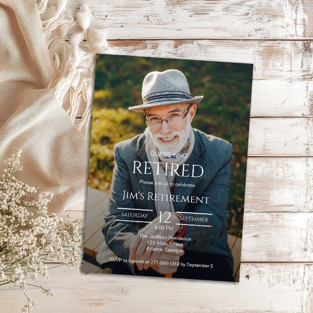Guess Who Retired Male Photo Invitation Inbjudningar (Skapare uppladdad)