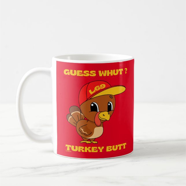GUESS WHUT THE TURKEY BUTT lustig thanksgiving Kaffemugg (Vänster)