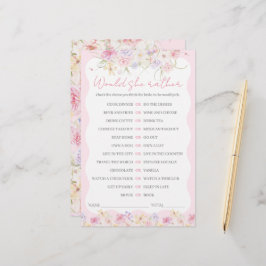 Guessar-spel för blommiga moderna Vågigt-Möhippa