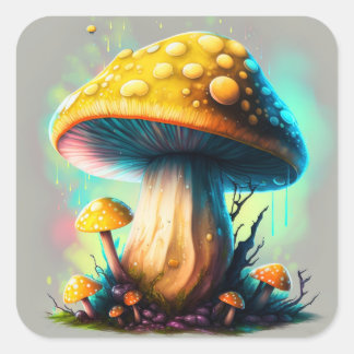 Guessowii Amanita Muscaria Sticker Fyrkantigt Klistermärke