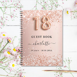 Guest bok 18-årsdagen ro guld glitter anteckningsbok