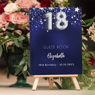Guest bok 18:e födelsedag: marinblå silver-stjärno anteckningsbok