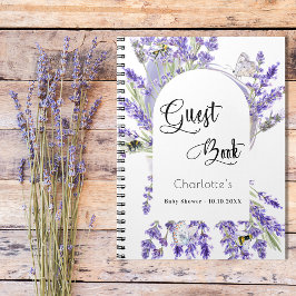 Guest bok babydusch lavender violet blommigt anteckningsbok