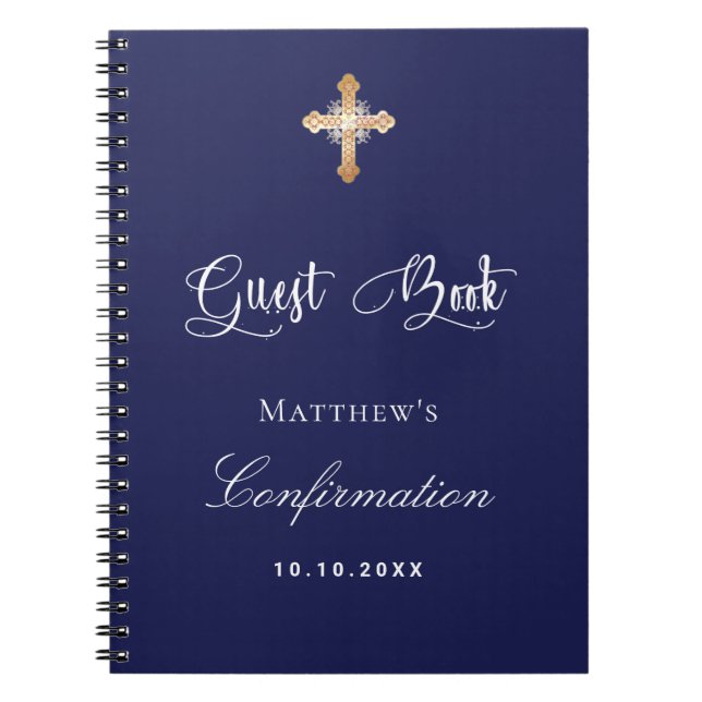 Guest bok-bekräftelse, marin blåvit anteckningsbok (Framsidan)