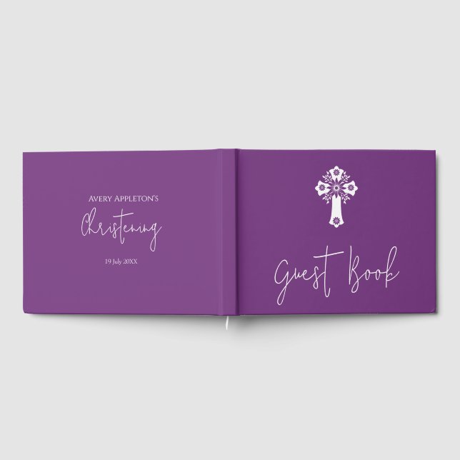 Guest Bok Blommigt Kor Christening Sweet Plum (Full)