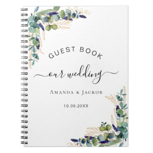Guest bok bröllop eucalyptus greenery anteckningsbok