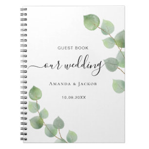 Guest bok bröllop eucalyptus greenery budget anteckningsbok