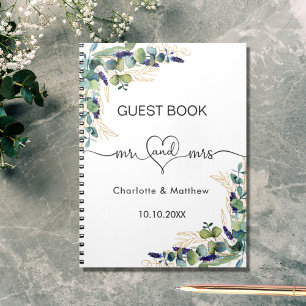 Guest bok bröllop eucalyptus Ledarkraftsbudget Anteckningsbok