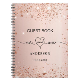 Guest bok bröllop  ro guld glitter anteckningsbok
