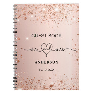 Guest bok bröllop ro guld glitter anteckningsbok